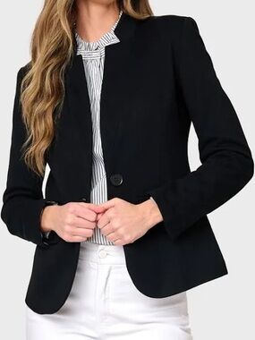 Gibson Black Notch Collar Blazer with Striped Lining